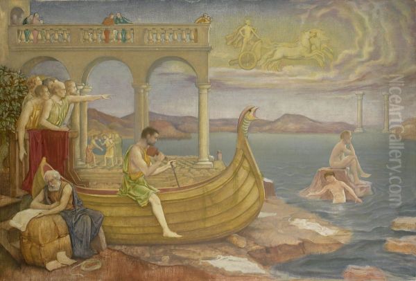 De bouw van het schip 'Argo' Oil Painting by Antoon Derkinderen
