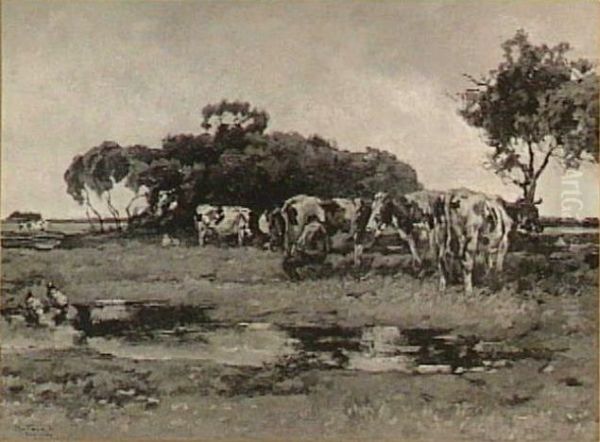 Weide met koeien Oil Painting by Willem de Zwart