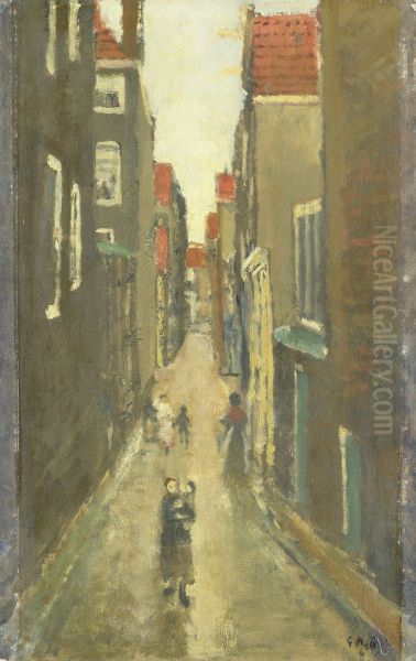 The Baanbrugsteeg looking from the Haarlemmerdijk towards the Vinkenstraat and the Brouwersgracht Oil Painting by George Hendrik Breitner