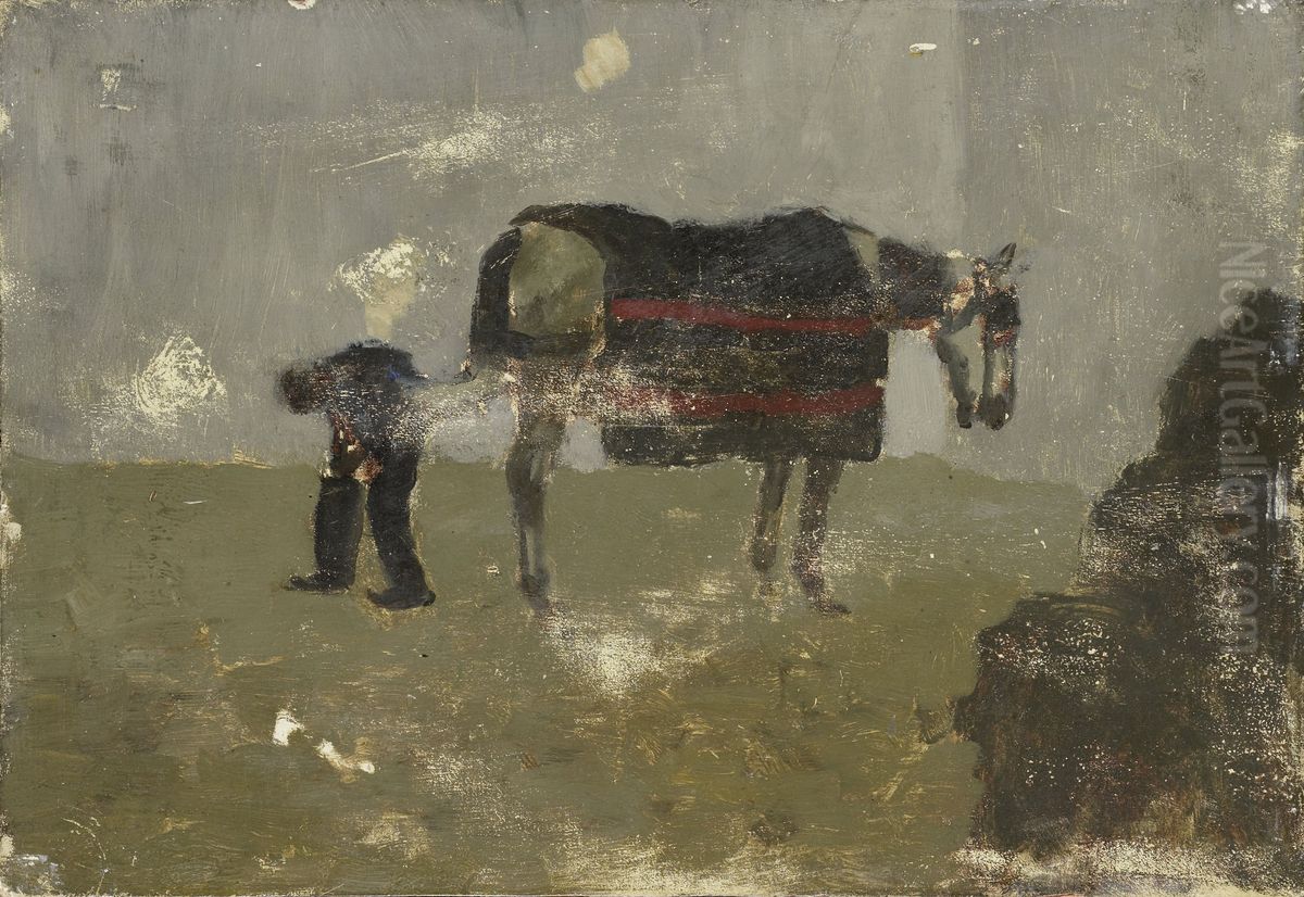 Hoefsmid met schimmel Oil Painting by George Hendrik Breitner