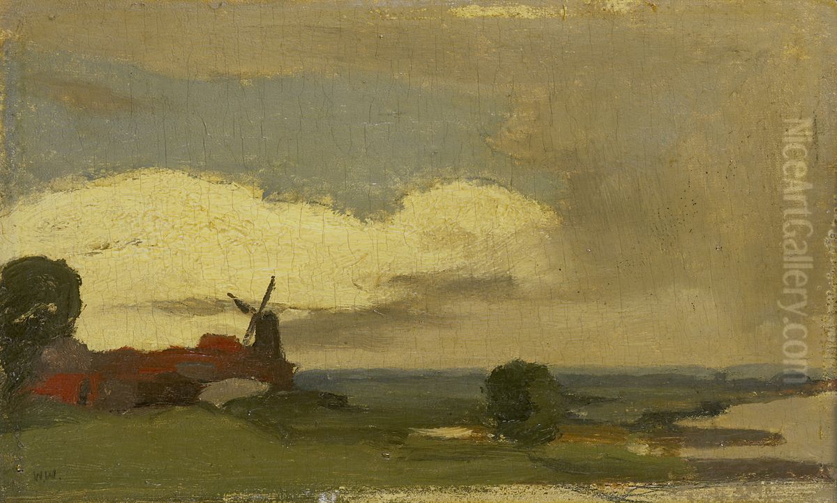 Landschap met de molen van Wijk bij Duurstede Oil Painting by Willem Witsen