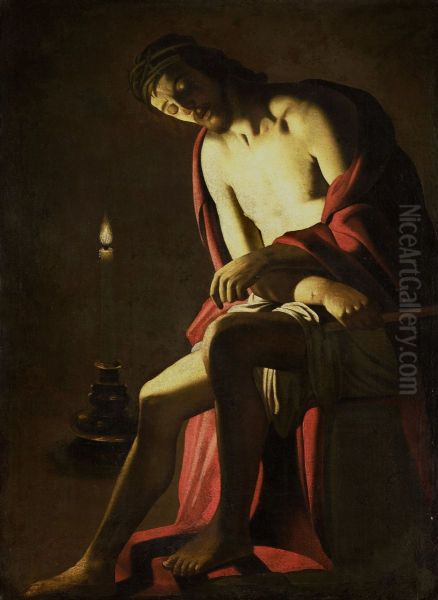 Christ on the Cold Stone Oil Painting by Gerard van Honthorst