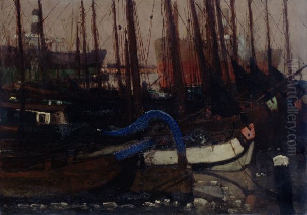 Ships in the Ice Oil Painting by George Hendrik Breitner