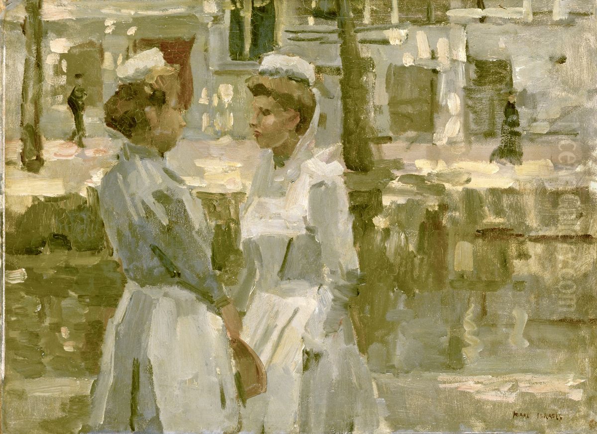 Dienstmeisjes op de Leidsegracht Oil Painting by Isaac Lazarus Israels