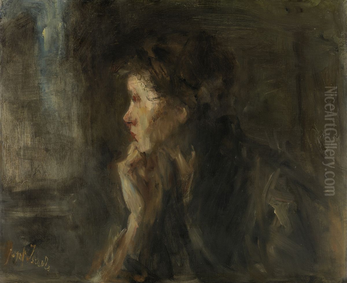 'Contemplation' Oil Painting by Jozef Israels