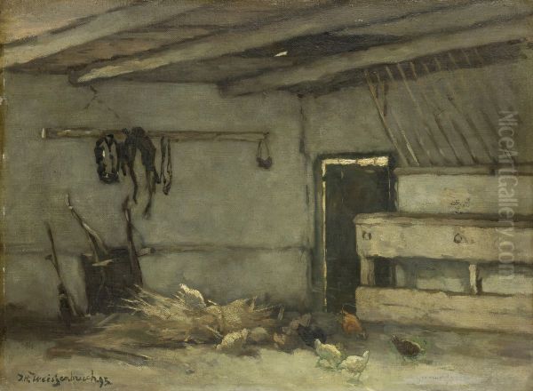 Stalinterieur Oil Painting by Johan Hendrik Weissenbruch