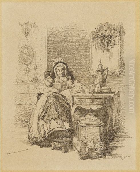 Old Lady Reading Oil Painting by Alexander Hugo Bakker Korff