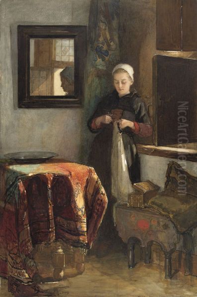 The sunny Nook Oil Painting by Christoffel Bisschop