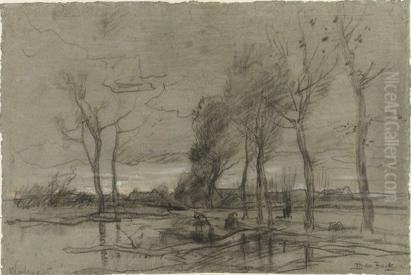 Herfstlandschap Oil Painting by Theophile Emile Achille De Bock
