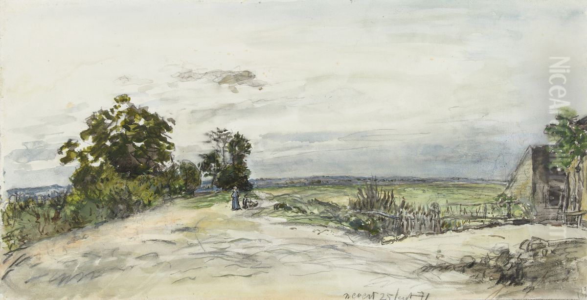 Landscape near Nevers Oil Painting by Johan Jongkind
