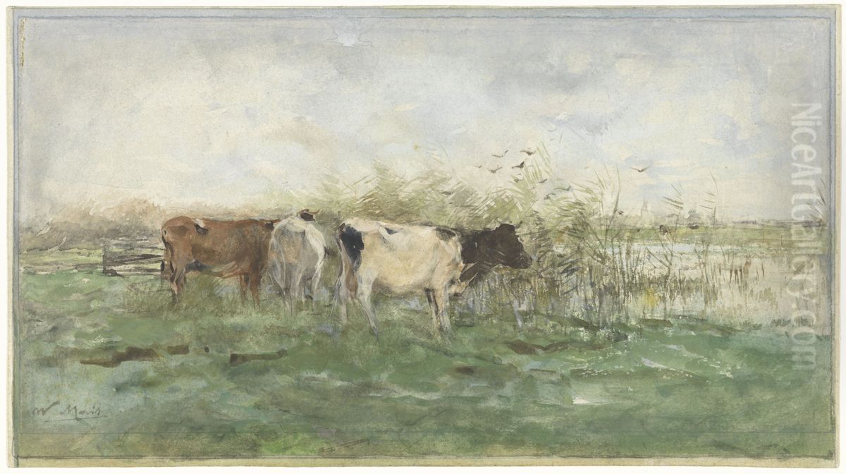 Koeien bij een plas Oil Painting by Willem Maris