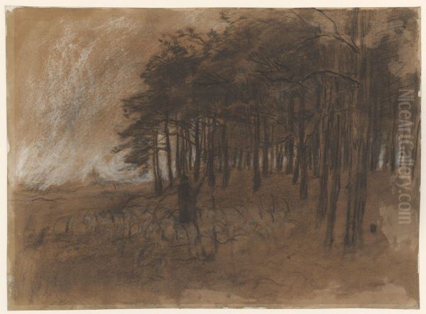 Bosrand Oil Painting by Anton Mauve