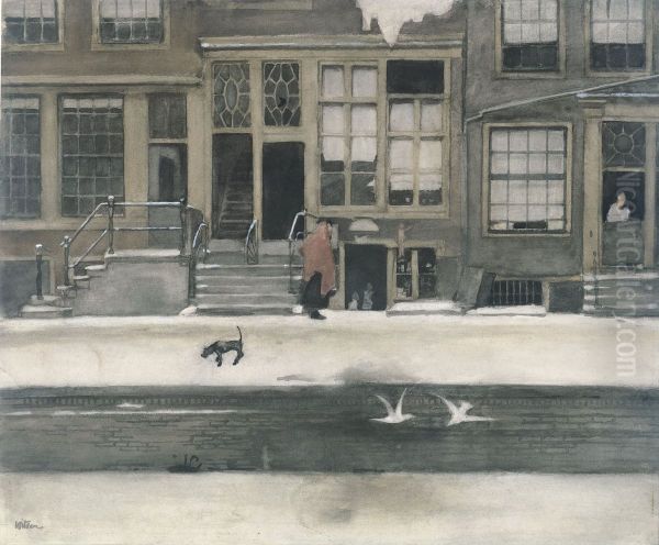 De Kromboomsloot te Amsterdam Oil Painting by Willem Witsen