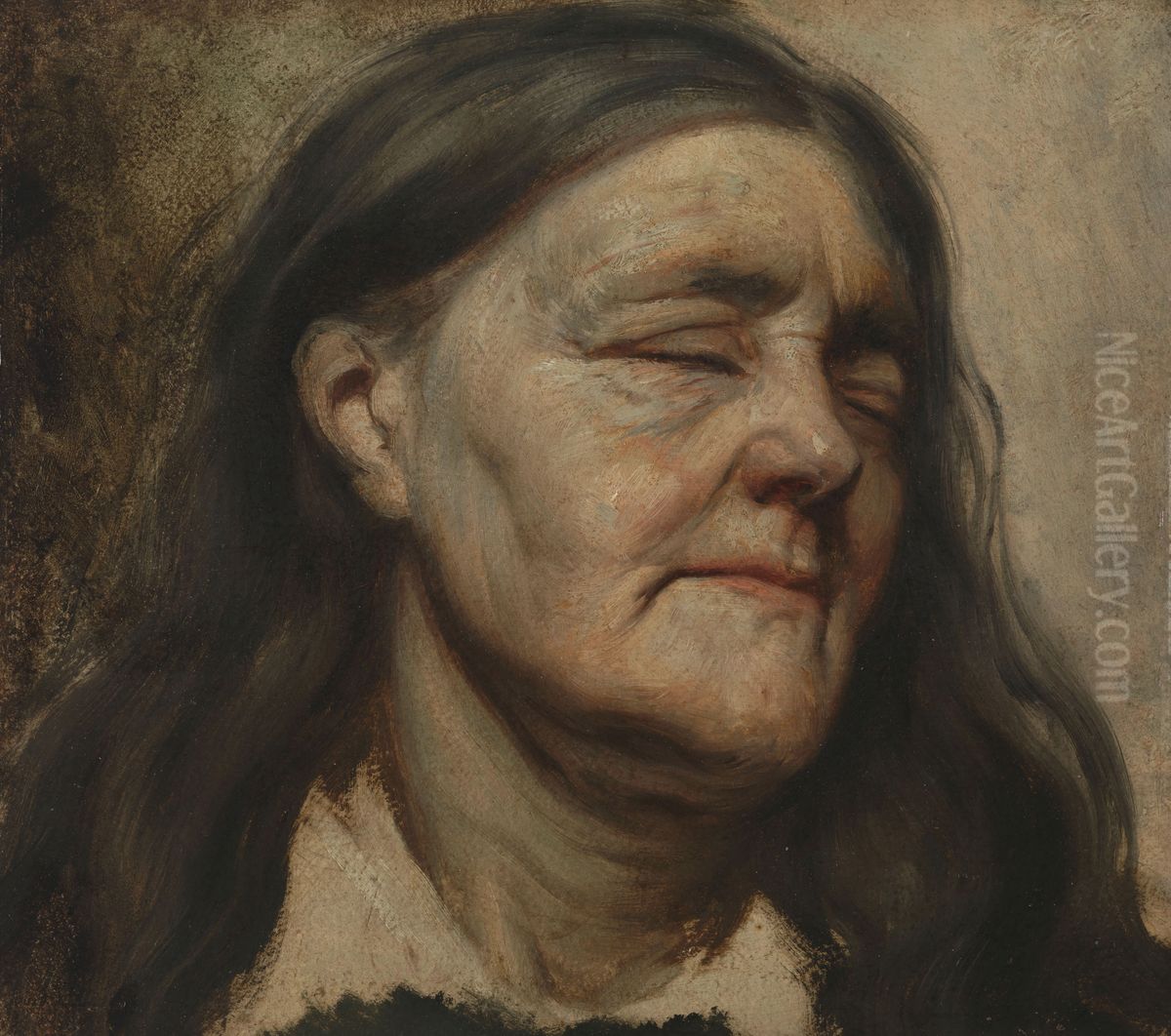 Studie van een oude vrouw Oil Painting by Matthijs Maris