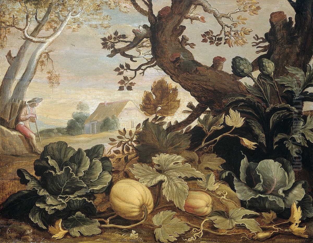 Landscape with fruit and vegetables in the foreground Oil Painting by Abraham Bloemaert