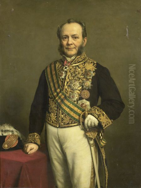 Pieter Mijer (1812-81). Gouverneur-generaal (1866-71) Oil Painting by Johan Heinrich Neuman