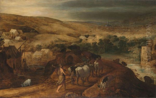 Hercules steelt de kudde van Geryones Oil Painting by Joos de Momper the Younger