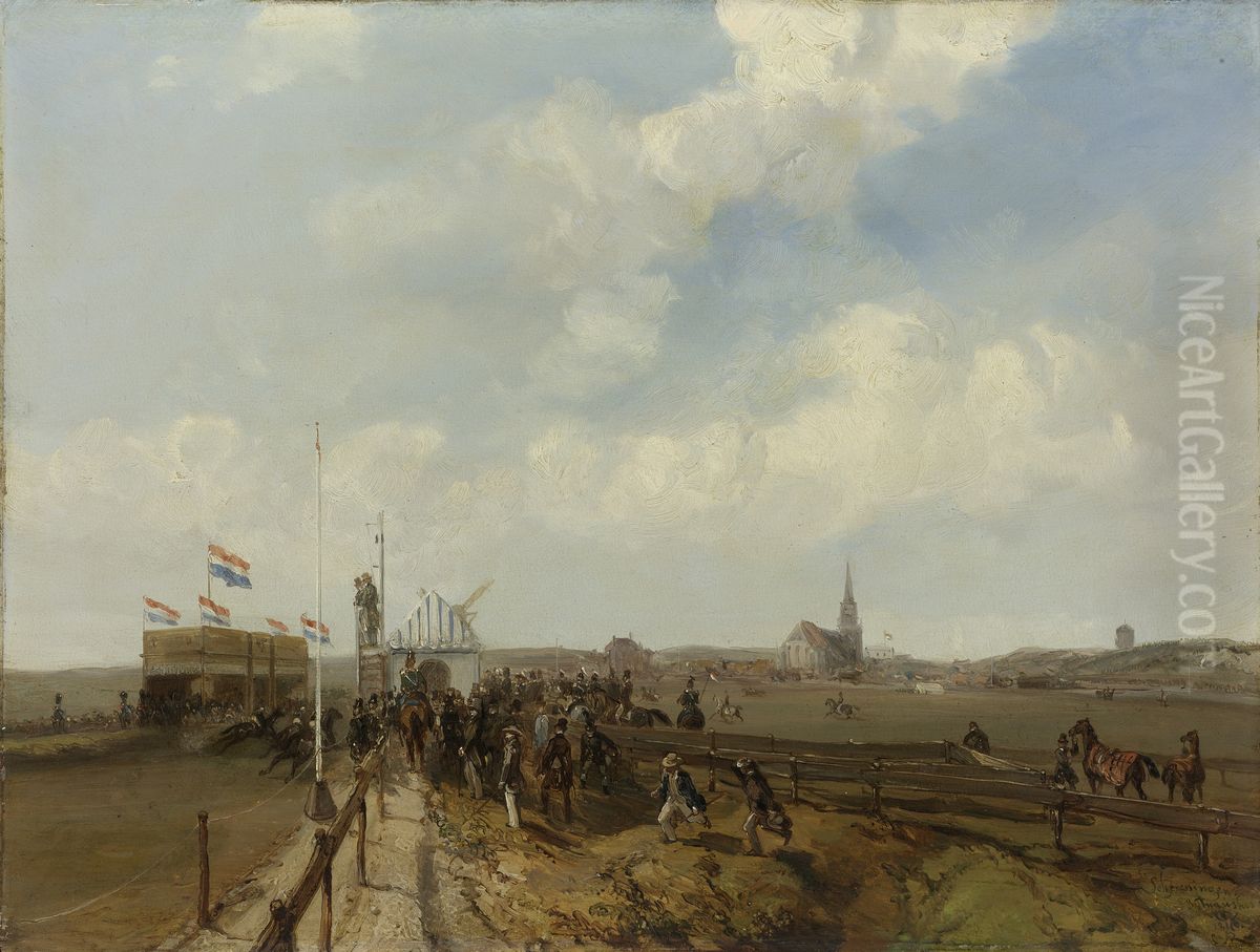 The Race Track at Scheveningen, Opened on August 3rd, 1846 Oil Painting by Charles Rochussen