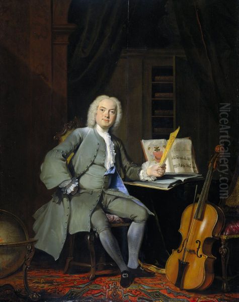 Portret van een lid van de familie Van der Mersch Oil Painting by Cornelis Troost