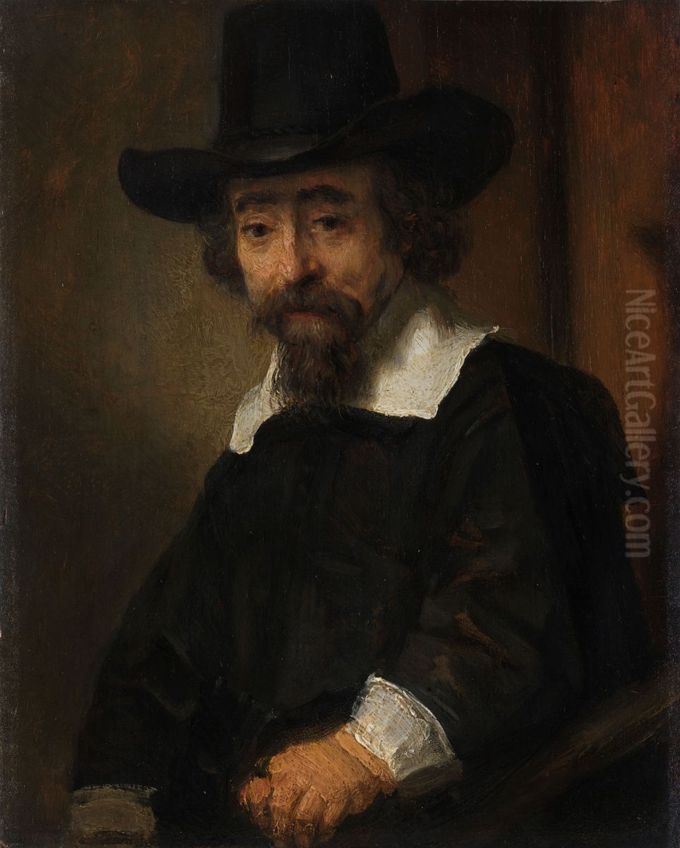 Portrait of a man, presumably Dr. Ephraim Bueno (1599-1665) Oil Painting by Rembrandt