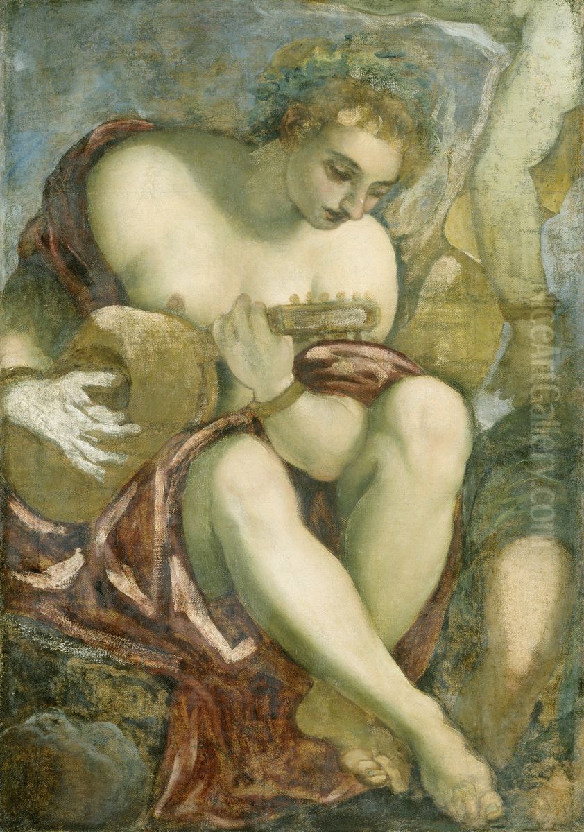 Muse with Lute Oil Painting by Jacopo Tintoretto