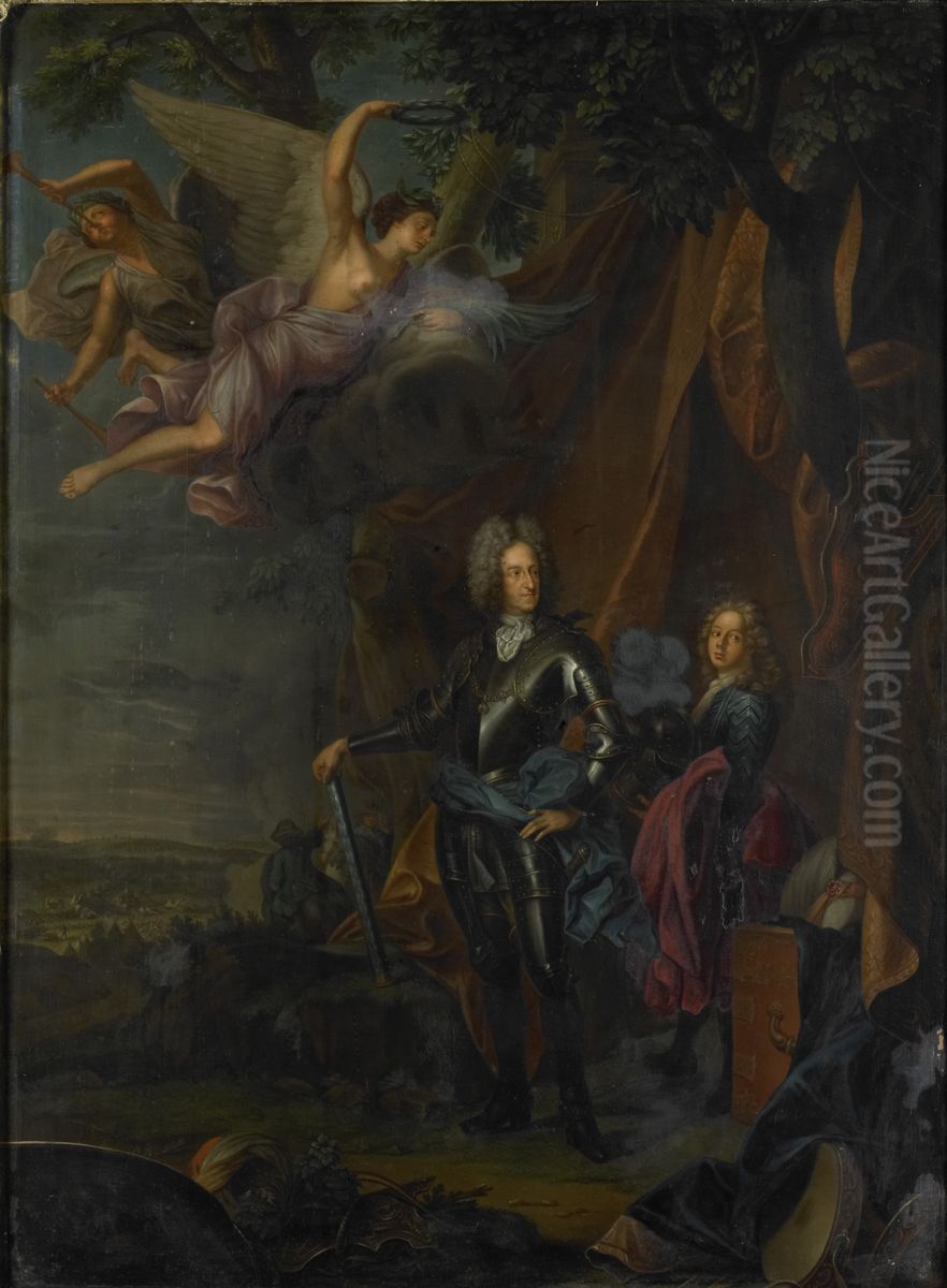Maximilian II Maria Emanuel (1662-1726). Keurvorst van Beieren, in de slag bij Mohacs tegen de Turken Oil Painting by Joseph Vivien