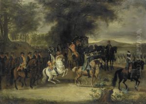 Inspectie van een regiment cavalerie, wellicht door Willem van Hessen-Homburg