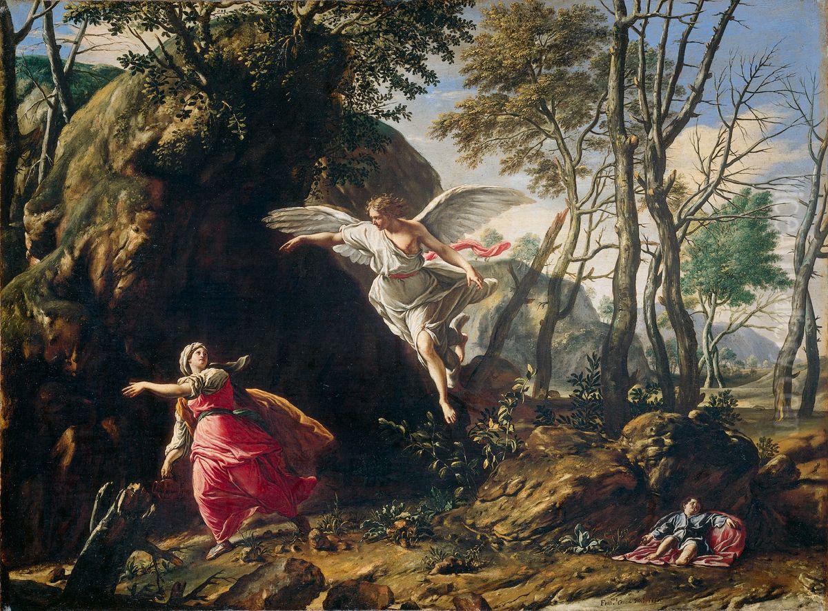 Hagar and Ishmael in the Wilderness Oil Painting by Francesco Cozza