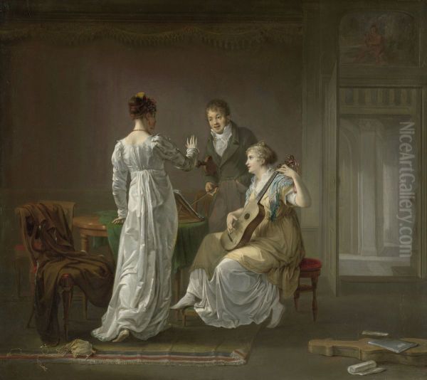 The Music Lesson Oil Painting by Louis Moritz