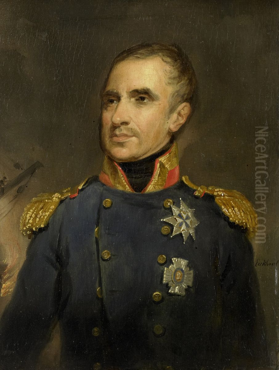 Jonkheer Theodorus Frederik van Capellen (1762-1824). Vice-admiraal en bevelhebber van het Nederlandse eskader voor Algiers in 1816 Oil Painting by Jacobus Josephus Eeckhout