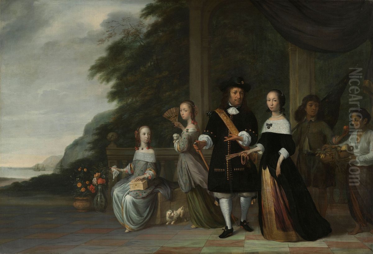Pieter Cnoll, Cornelia van Nijenrode and their Daughters Oil Painting by Jacob Jansz. Coeman