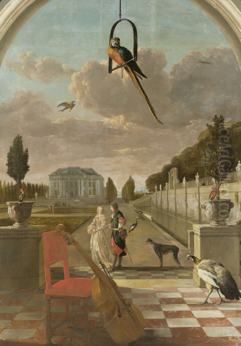 Park met buitenhuis Oil Painting by Jan Weenix