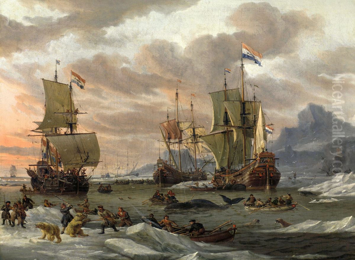 Whaling Grounds in the Oil Painting by Abraham Storck