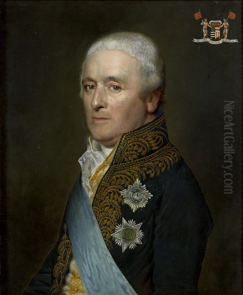 Adriaen Pieter Twent (1745-1816), graaf van Rosenburg. Minister van Waterstaat, minister van Binnenlandse Zaken, kamerheer van koning Lodewijk Napoleon Oil Painting by Willem Bartel Van Der Kooi