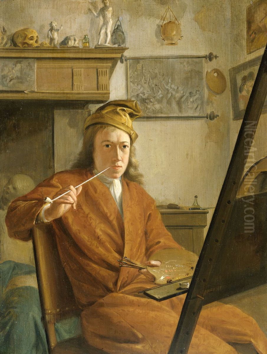 Portrait of a Painter, perhaps the Artist Himself Oil Painting by Aert Schouman