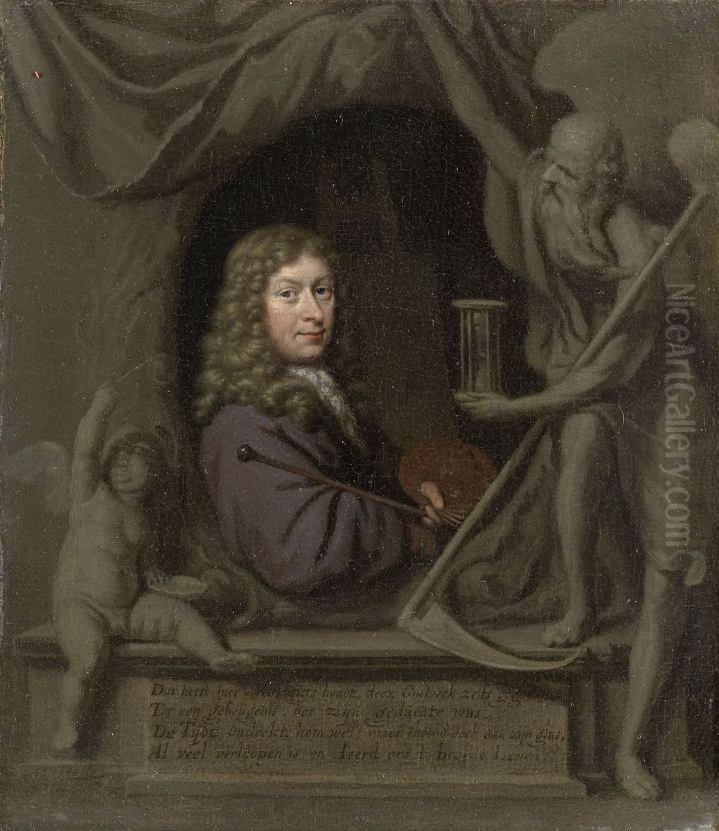 Self-portrait Oil Painting by Michiel van Musscher Self-portrait Oil Painting by Michiel van Musscher
