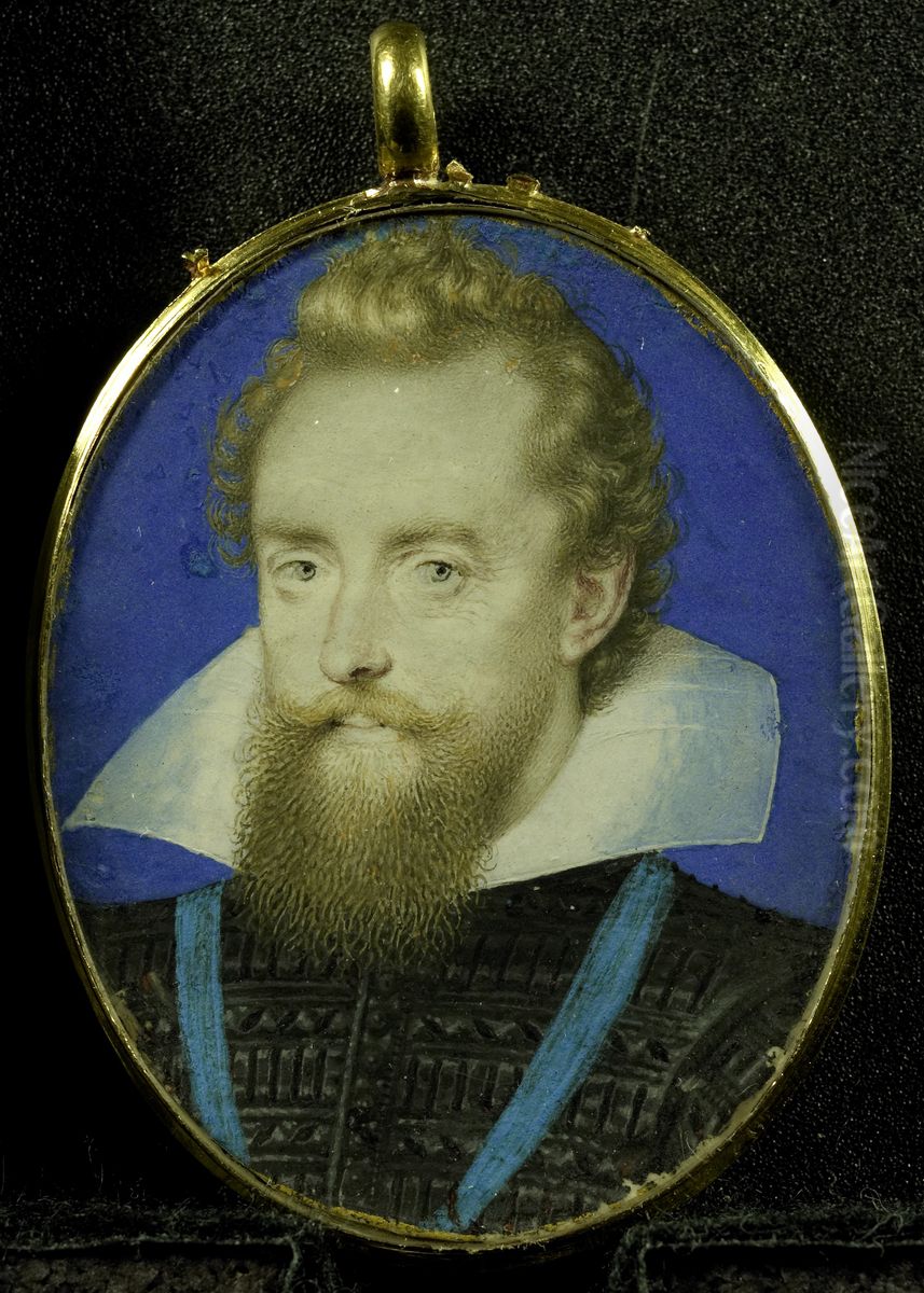 Ludovic Stuart (1574-1623/1624), eerste hertog van Richmond en tweede hertog van Lennox of Thomas Howard (1561-1628), graaf van Suffolk Oil Painting by Isaac Oliver