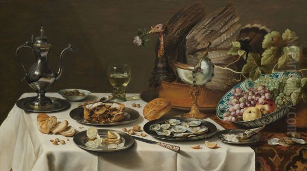 Still Life with a Turkey Pie Oil Painting by Pieter Claesz