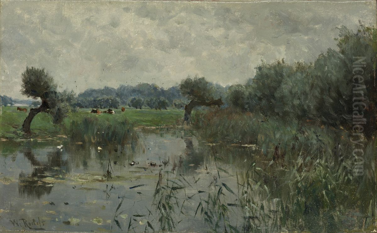 In the Floodplains of the River IJssel Oil Painting by Willem Roelofs