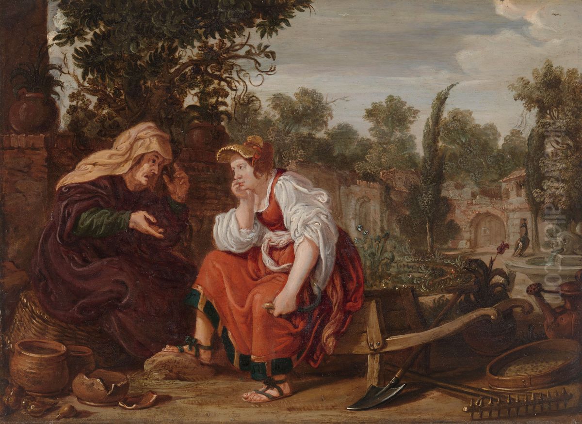 Vertumnus en Pomona Oil Painting by Jan Tengnagel