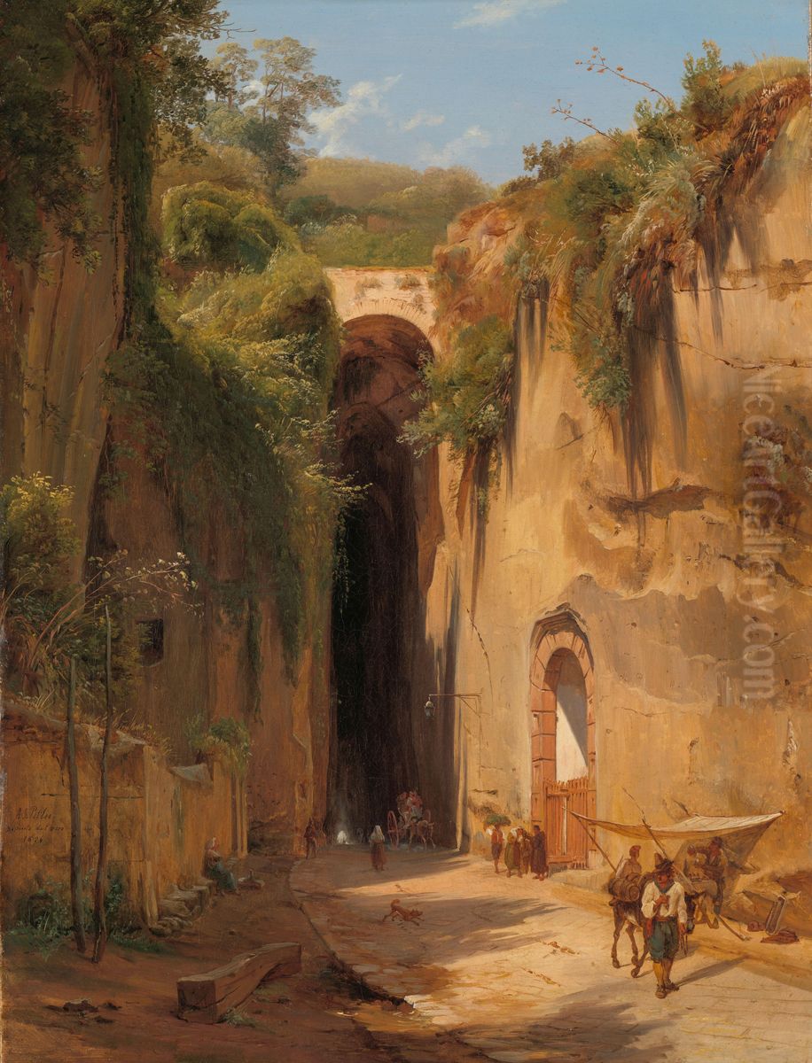 La Grotta di Posillipo bij Napels Oil Painting by Antonie Sminck Pitloo