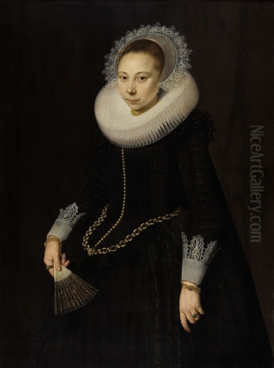 Portrait of Maria Overrijn van Schoterbosch (1599/1600-1638) Oil Painting by Cornelis van der Voort