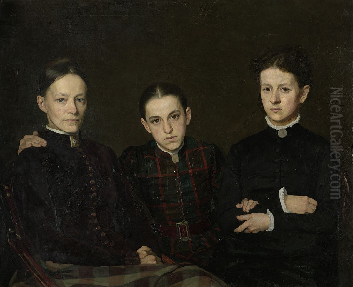 Portret van Cornelia, Clara en Johanna Veth Oil Painting by Jan Veth