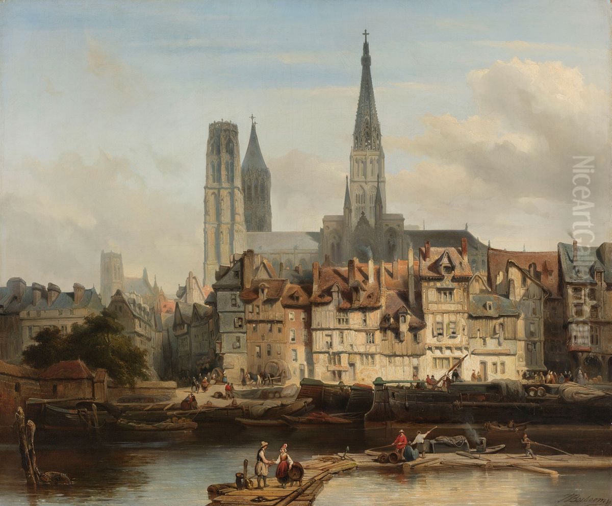 De Parijse kade in Rouen Oil Painting by Johannes Bosboom