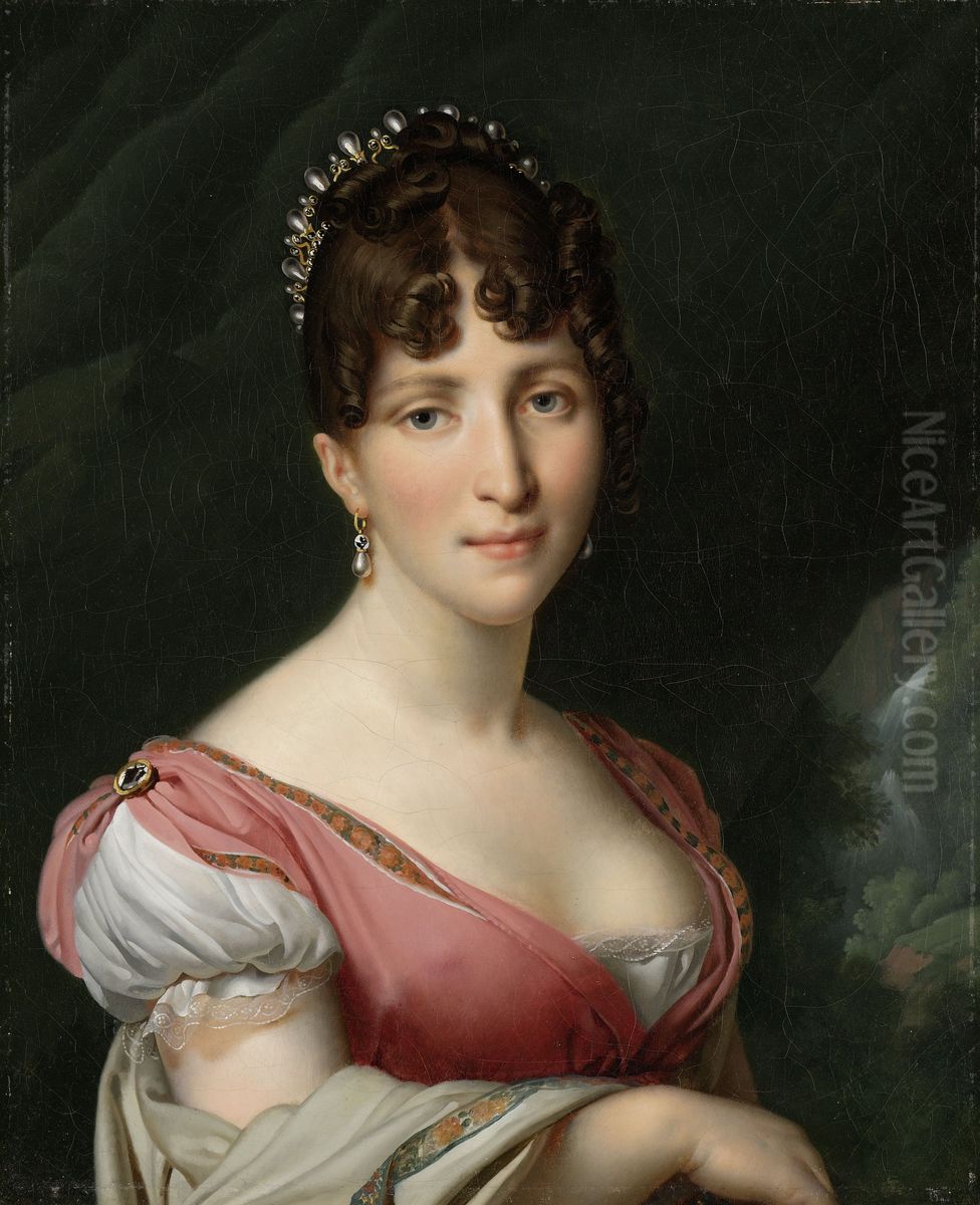 Portrait of Hortense de Beauharnais, Queen of Holland, wife of King Louis Napoleon Oil Painting by Anne-Louis Girodet de Roucy-Triosson