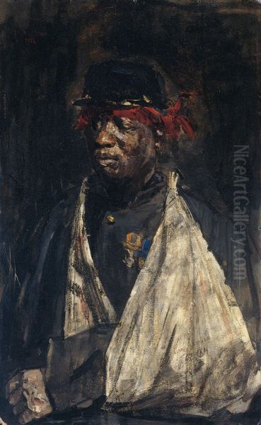 Portrait of a Wounded KNIL Soldier Oil Painting by Isaac Israels