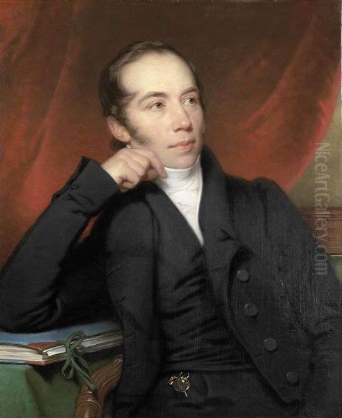 Portret van Pieter Ernst Hendrik Praetorius (1791-1876), makelaar, tekenaar en schilder. Voorzitter van de raad van bestuur van het Rijksmuseum, 1852-1874 Oil Painting by Charles Howard Hodges
