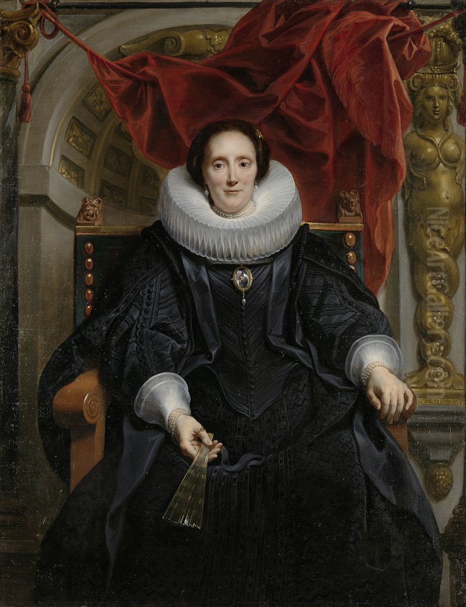 Portrait of Catharina Behaghel (1597-1666), wife of Rogier Le Witer Oil Painting by Jacob Jordaens
