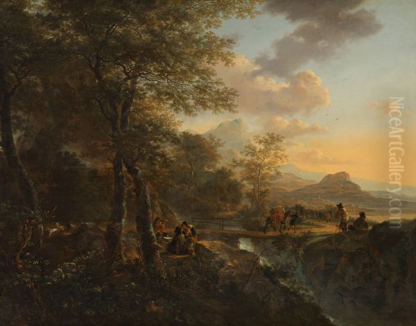 Italian landscape with draughtsman Oil Painting by Jan Both
