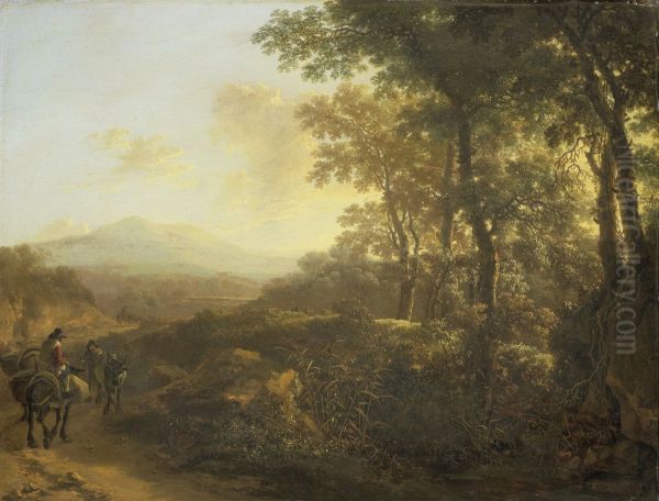 Italiaans landschap met muilezeldrijver Oil Painting by Jan Both